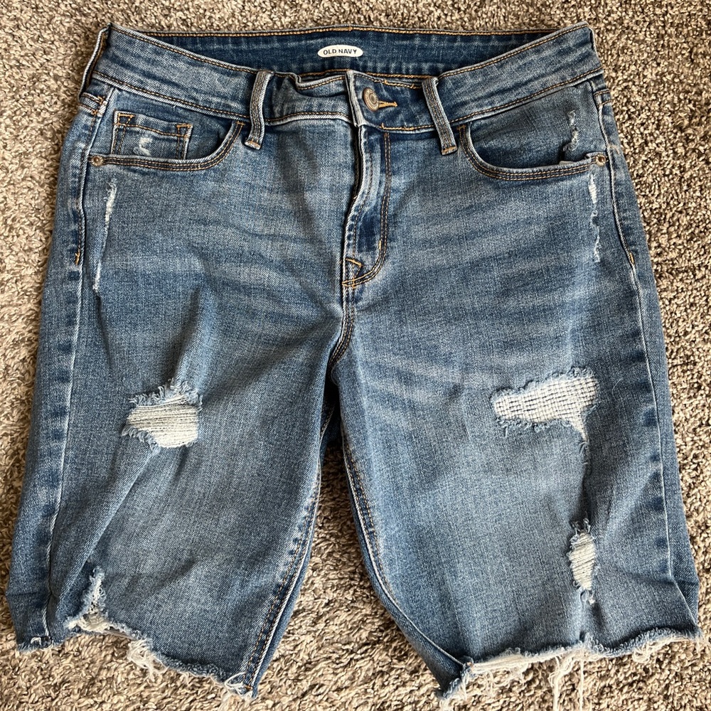 Old Navy Distressed Medium Wash Bermuda Shorts